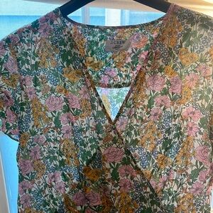 💕J.CREW X LIBERTY Faux-Wrap Dress Mini Floral Walk Petunia Lime Marigold 16 NWOT